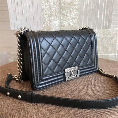 chanel black medium quilted boy bag|black chanel cross body bag.